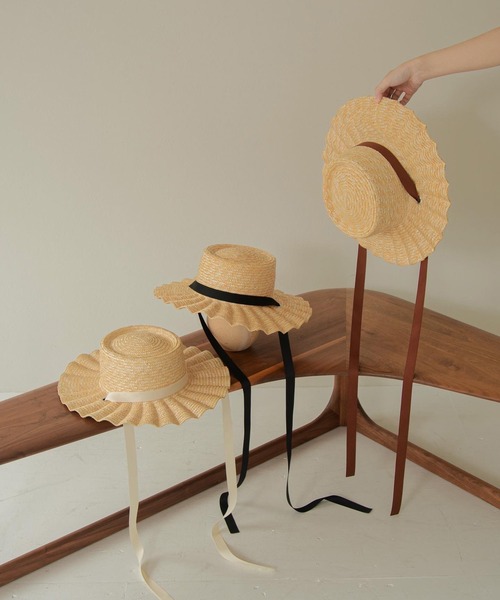 Amiur（エミレ）の「pleats straw hat（ハット・レディース・ブラック/ブラウン/アイボリー・FREE）」の4枚目の写真