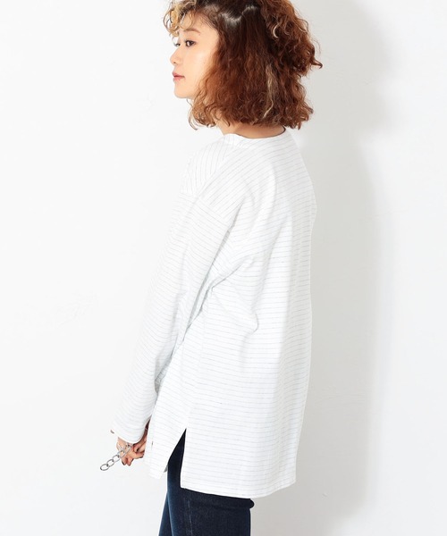 SOMETHING（サムシング）の「SOMEHTING/サムシング COREボーダーロングTシャツ（Tシャツ/カットソー・レディース・ホワイト・FREE）」の6枚目の写真