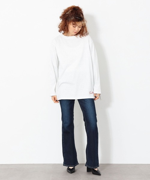 SOMETHING（サムシング）の「SOMEHTING/サムシング COREボーダーロングTシャツ（Tシャツ/カットソー・レディース・ホワイト・FREE）」の8枚目の写真