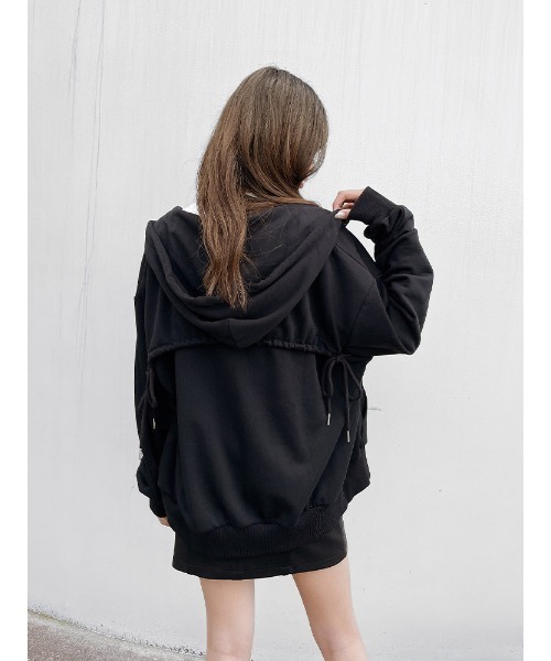 ENVYM（アンビー）の「ドロストギャザーＰＫ（パーカー・レディース・ブラック/ホワイト・FREE）」の3枚目の写真