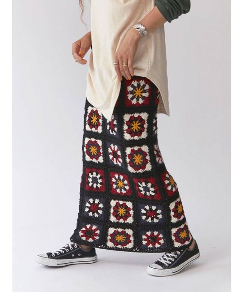 Ungrid（アングリッド）の「かぎ針ニットスカート（スカート・レディース・ブラック/アイボリー・FREE）」の3枚目の写真