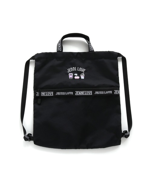 JENNI love（ジェニィラブ）の「モチーフ刺しゅうナップサック（バックパック/リュック・キッズ・ラベンダー/ブラック/ミント・F）」の7枚目の写真