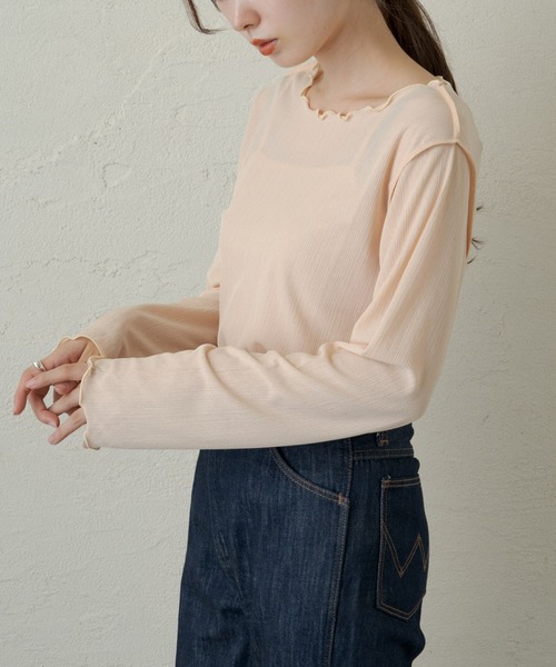 Kastane(カスタネ)の「メッシュ編み楊柳プルオーバー(Tシャツ/カットソー・レディース・ブラック/オフホワイト/ホワイト系その他・FREE)」の2枚目の写真