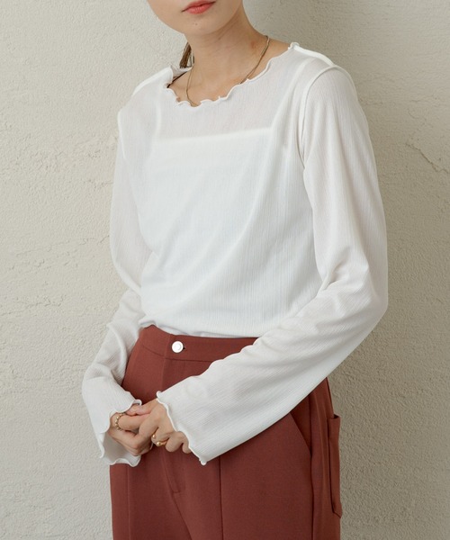 Kastane(カスタネ)の「メッシュ編み楊柳プルオーバー(Tシャツ/カットソー・レディース・ブラック/オフホワイト/ホワイト系その他・FREE)」の1枚目の写真