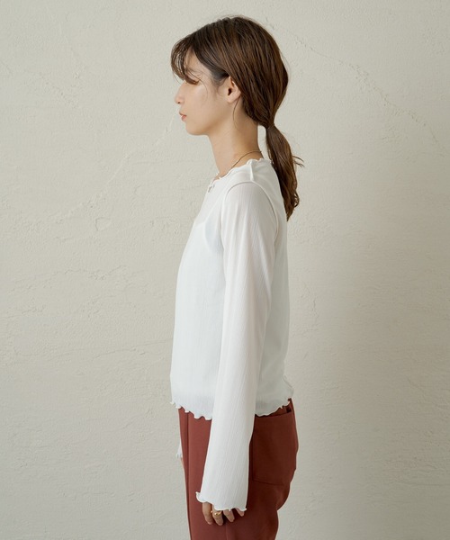 Kastane(カスタネ)の「メッシュ編み楊柳プルオーバー(Tシャツ/カットソー・レディース・ブラック/オフホワイト/ホワイト系その他・FREE)」の18枚目の写真