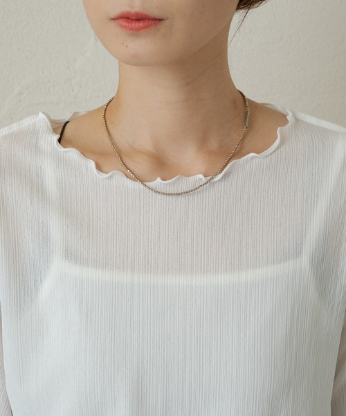 Kastane(カスタネ)の「メッシュ編み楊柳プルオーバー(Tシャツ/カットソー・レディース・ブラック/オフホワイト/ホワイト系その他・FREE)」の20枚目の写真