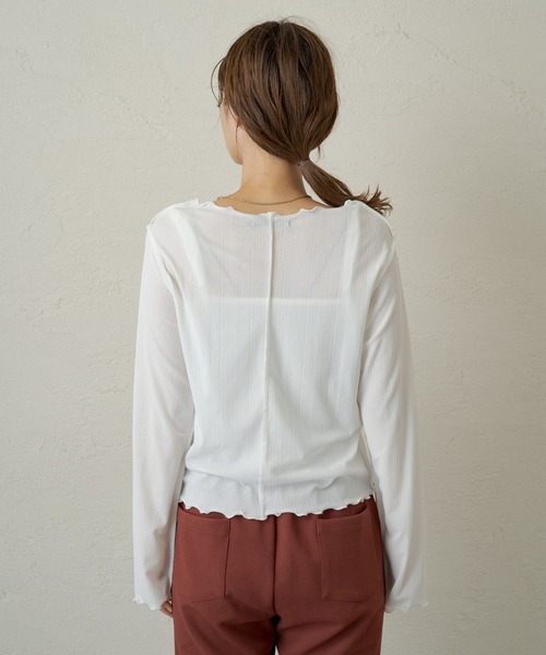 Kastane(カスタネ)の「メッシュ編み楊柳プルオーバー(Tシャツ/カットソー・レディース・ブラック/オフホワイト/ホワイト系その他・FREE)」の19枚目の写真