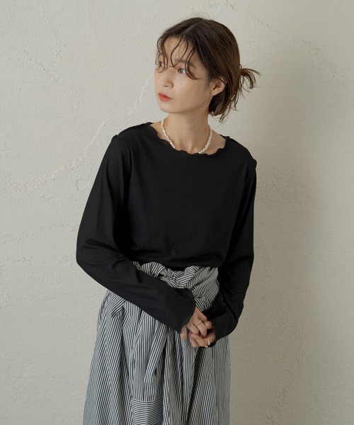 Kastane(カスタネ)の「メッシュ編み楊柳プルオーバー(Tシャツ/カットソー・レディース・ブラック/オフホワイト/ホワイト系その他・FREE)」の6枚目の写真