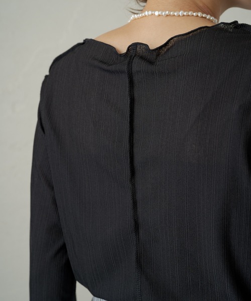 Kastane(カスタネ)の「メッシュ編み楊柳プルオーバー(Tシャツ/カットソー・レディース・ブラック/オフホワイト/ホワイト系その他・FREE)」の7枚目の写真