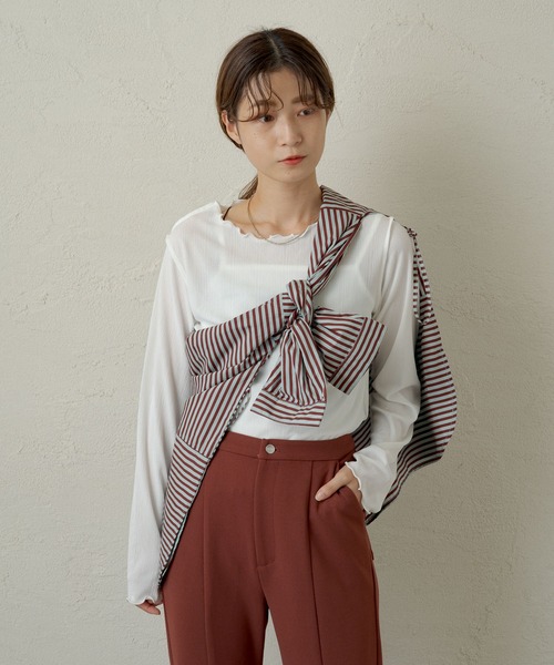 Kastane(カスタネ)の「メッシュ編み楊柳プルオーバー(Tシャツ/カットソー・レディース・ブラック/オフホワイト/ホワイト系その他・FREE)」の16枚目の写真