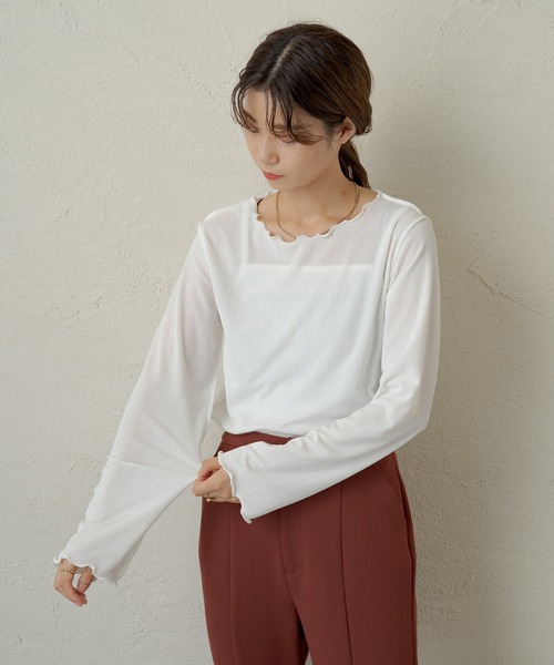 Kastane(カスタネ)の「メッシュ編み楊柳プルオーバー(Tシャツ/カットソー・レディース・ブラック/オフホワイト/ホワイト系その他・FREE)」の17枚目の写真