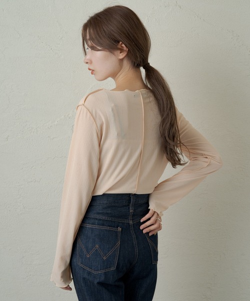 Kastane(カスタネ)の「メッシュ編み楊柳プルオーバー(Tシャツ/カットソー・レディース・ブラック/オフホワイト/ホワイト系その他・FREE)」の14枚目の写真