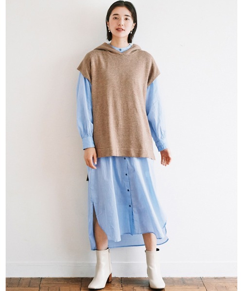 avecmoi(アヴェクモワ)の「【佐藤かなさんプロデュース】 アヴェクモワ ニットパーカーベスト〈ライトブラウン〉(ベスト・レディース・ライトブラウン・MEDIUM/LARGE)」の8枚目の写真