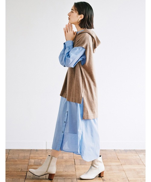 avecmoi(アヴェクモワ)の「【佐藤かなさんプロデュース】 アヴェクモワ ニットパーカーベスト〈ライトブラウン〉(ベスト・レディース・ライトブラウン・MEDIUM/LARGE)」の4枚目の写真