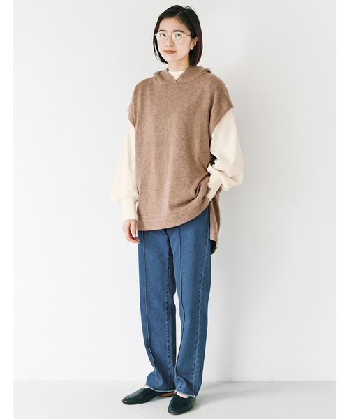 avecmoi(アヴェクモワ)の「【佐藤かなさんプロデュース】 アヴェクモワ ニットパーカーベスト〈ライトブラウン〉(ベスト・レディース・ライトブラウン・MEDIUM/LARGE)」の6枚目の写真