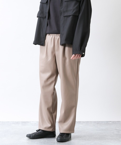 RAGEBLUE(レイジブルー)の「<セットアップ着用可能>シンセティックレザー/タックパンツ/956907(スラックス・メンズ・ブラック/ベージュ・MEDIUM/LARGE)」の3枚目の写真