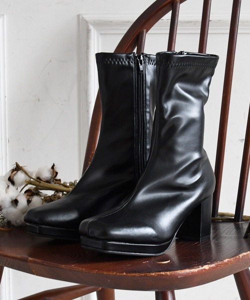 NOFALL（ノーフォール）の「ストームチャンキーヒールストレッチミドルブーツ（ブーツ・レディース・アイボリー/ブラック/ダークブラウン/グレイッシュベージュ・SS/S/M/L/LL/3L）」の3枚目の写真