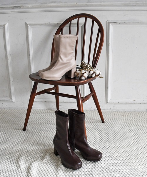 NOFALL（ノーフォール）の「ストームチャンキーヒールストレッチミドルブーツ（ブーツ・レディース・アイボリー/ブラック/ダークブラウン/グレイッシュベージュ・SS/S/M/L/LL/3L）」の6枚目の写真