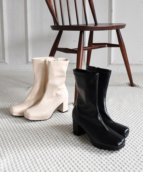 NOFALL（ノーフォール）の「ストームチャンキーヒールストレッチミドルブーツ（ブーツ・レディース・アイボリー/ブラック/ダークブラウン/グレイッシュベージュ・SS/S/M/L/LL/3L）」の17枚目の写真