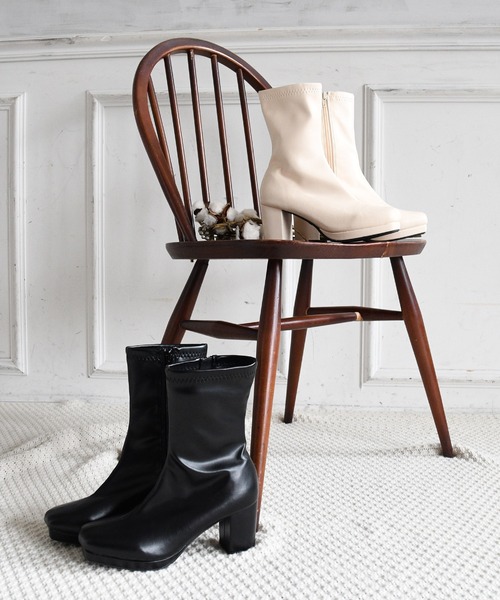 NOFALL（ノーフォール）の「ストームチャンキーヒールストレッチミドルブーツ（ブーツ・レディース・アイボリー/ブラック/ダークブラウン/グレイッシュベージュ・SS/S/M/L/LL/3L）」の12枚目の写真