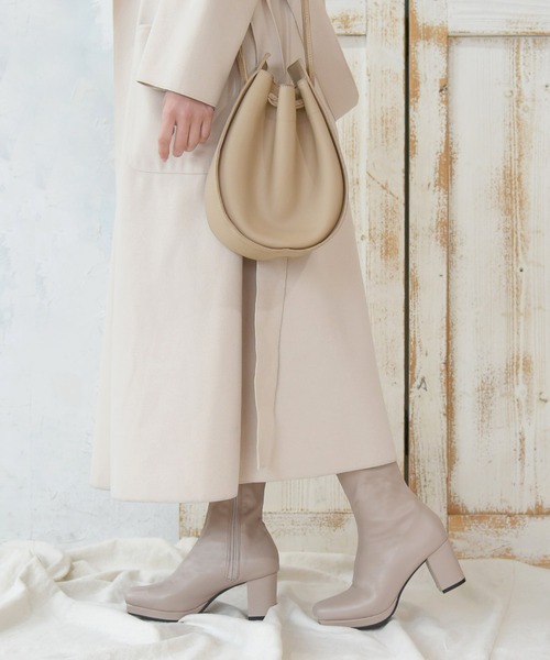 NOFALL（ノーフォール）の「ストームチャンキーヒールストレッチミドルブーツ（ブーツ・レディース・アイボリー/ブラック/ダークブラウン/グレイッシュベージュ・SS/S/M/L/LL/3L）」の9枚目の写真