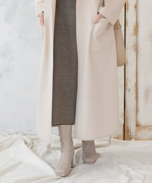 NOFALL（ノーフォール）の「ストームチャンキーヒールストレッチミドルブーツ（ブーツ・レディース・アイボリー/ブラック/ダークブラウン/グレイッシュベージュ・SS/S/M/L/LL/3L）」の5枚目の写真