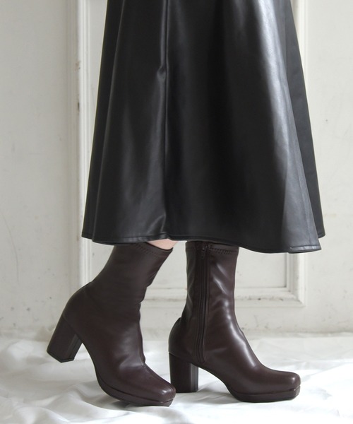 NOFALL（ノーフォール）の「ストームチャンキーヒールストレッチミドルブーツ（ブーツ・レディース・アイボリー/ブラック/ダークブラウン/グレイッシュベージュ・SS/S/M/L/LL/3L）」の21枚目の写真