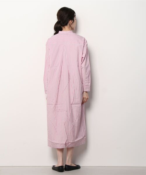 SETTO（セット）の「STRIPE SHIRT ONE-PIECE：ストライプシャツワンピース（シャツワンピース・レディース・ピンク・FREE）」の3枚目の写真