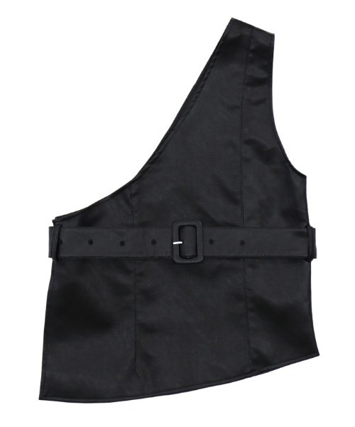 select MOCA（セレクトモカ）の「ワンショルダーベルト付きフェイクレザーベスト（ベスト・レディース・ブラック/アイボリー・FREE）」の15枚目の写真