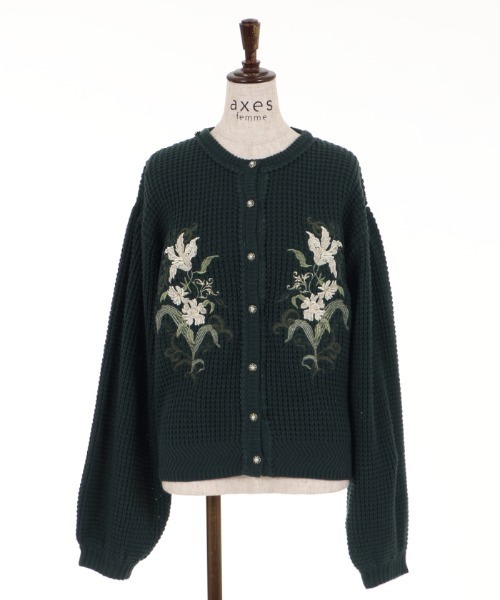 axes femme（アクシーズファム）の「アールヌーヴォー刺繍カーデ（カーディガン/ボレロ・レディース・ホワイト/ダークグリーン/ラベンダー・MEDIUM）」の11枚目の写真