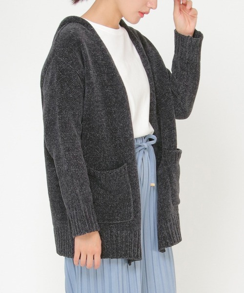 ikka(イッカ)の「モールニットトッパーカーデ(カーディガン/ボレロ・レディース・チャコールグレー/オフホワイト/ダークベージュ・M)」の1枚目の写真