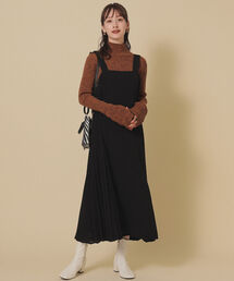 Ray BEAMS | Ray BEAMS / サイド プリーツ サロペット ワンピース(ワンピース)