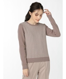m.f.editorial | エムエフエディトリアルレディース/m.f.editorial：Women 千鳥格子柄 クルーネック ニットプルオーバー(セットアップアイテムございます)(ニット/セーター)