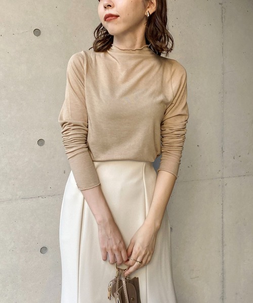 CAPRICIEUX LE'MAGE（カプリシューレマージュ）の「ウール混ソフトタッチハイネックTシャツ（Tシャツ/カットソー・レディース・ブラック/ホワイト/ベージュ・FREE）」の3枚目の写真