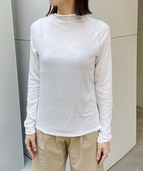CAPRICIEUX LE'MAGE（カプリシューレマージュ）の「ウール混ソフトタッチハイネックTシャツ（Tシャツ/カットソー・レディース・ブラック/ホワイト/ベージュ・FREE）」の19枚目の写真