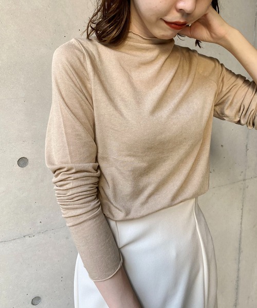 CAPRICIEUX LE'MAGE（カプリシューレマージュ）の「ウール混ソフトタッチハイネックTシャツ（Tシャツ/カットソー・レディース・ブラック/ホワイト/ベージュ・FREE）」の16枚目の写真