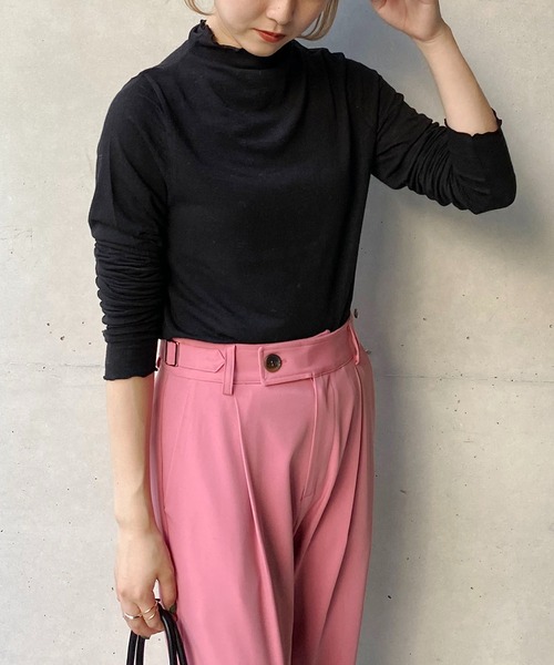 CAPRICIEUX LE'MAGE（カプリシューレマージュ）の「ウール混ソフトタッチハイネックTシャツ（Tシャツ/カットソー・レディース・ブラック/ホワイト/ベージュ・FREE）」の17枚目の写真