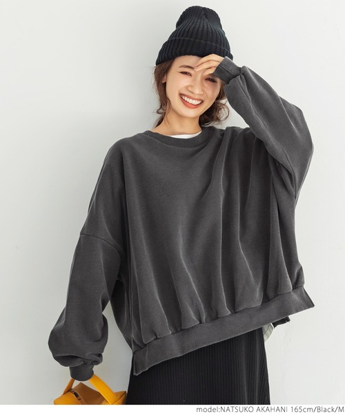 coca（coca）（コカ）の「ピグメントバルーンスウェット（スウェット・レディース・ブラック/イエロー/アイボリー・M/L）」の6枚目の写真