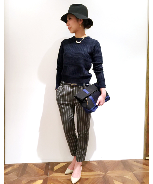 LOUNGEDRESS（ラウンジドレス）の「地柄ニット（ニット/セーター・レディース・アイボリー/イエロー/ネイビー・ﾌﾘ-）」の13枚目の写真