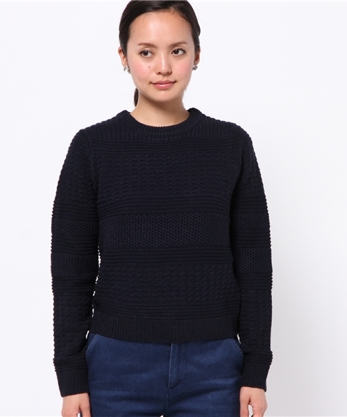 LOUNGEDRESS（ラウンジドレス）の「地柄ニット（ニット/セーター・レディース・アイボリー/イエロー/ネイビー・ﾌﾘ-）」の6枚目の写真