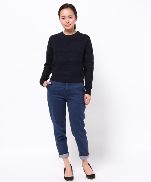 LOUNGEDRESS（ラウンジドレス）の「地柄ニット（ニット/セーター・レディース・アイボリー/イエロー/ネイビー・ﾌﾘ-）」の9枚目の写真