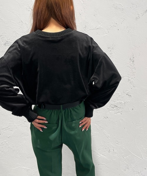 apres jour mignon(アプレジュールミニョン)の「ベロアポケット付きトップス【ZOZOTOWN限定アイテム】(Tシャツ/カットソー・レディース・パープル/ダークグリーン/ブラック・フリー/X-LARGE)」の7枚目の写真