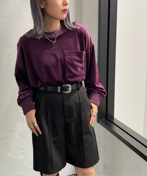 apres jour mignon(アプレジュールミニョン)の「ベロアポケット付きトップス【ZOZOTOWN限定アイテム】(Tシャツ/カットソー・レディース・パープル/ダークグリーン/ブラック・フリー/X-LARGE)」の21枚目の写真