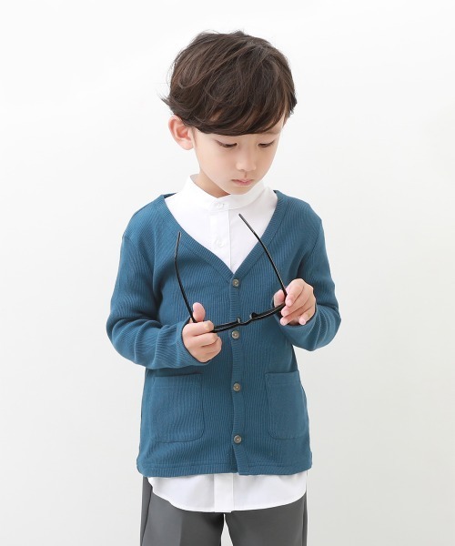 devirock(デビロック)の「無地リブカーディガン(カーディガン/ボレロ・キッズ・ライトブラウン/ブラック/ラベンダー/ブルー系その他2/グリーン系その他/ヘザーチャコール/モカ/スモークピンク/カーキ/ブルー系その他/ワイン/ネイビー/ダークグリーン/パープル系その他/チャコール・150cm/120cm/140cm/160cm/100cm/110cm/130cm)」の11枚目の写真