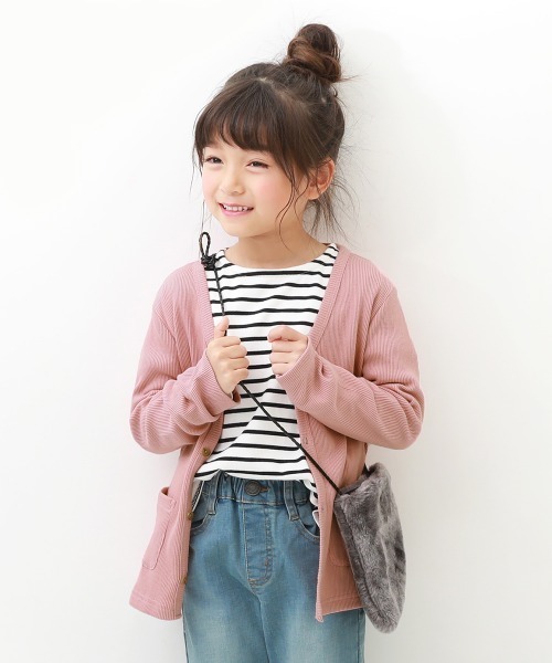 devirock(デビロック)の「無地リブカーディガン(カーディガン/ボレロ・キッズ・ライトブラウン/ブラック/ラベンダー/ブルー系その他2/グリーン系その他/ヘザーチャコール/モカ/スモークピンク/カーキ/ブルー系その他/ワイン/ネイビー/ダークグリーン/パープル系その他/チャコール・150cm/120cm/140cm/160cm/100cm/110cm/130cm)」の14枚目の写真