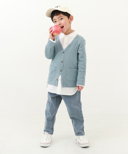 devirock(デビロック)の「無地リブカーディガン(カーディガン/ボレロ・キッズ・ライトブラウン/ブラック/ラベンダー/ブルー系その他2/グリーン系その他/ヘザーチャコール/モカ/スモークピンク/カーキ/ブルー系その他/ワイン/ネイビー/ダークグリーン/パープル系その他/チャコール・150cm/120cm/140cm/160cm/100cm/110cm/130cm)」の22枚目の写真