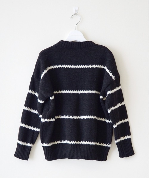 ibeul_(イベール)の「クラッシュボーダーニット(ニット/セーター・レディース・ブラック/アイボリー/ベージュ・FREE)」の6枚目の写真