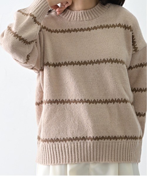 ibeul_(イベール)の「クラッシュボーダーニット(ニット/セーター・レディース・ブラック/アイボリー/ベージュ・FREE)」の12枚目の写真