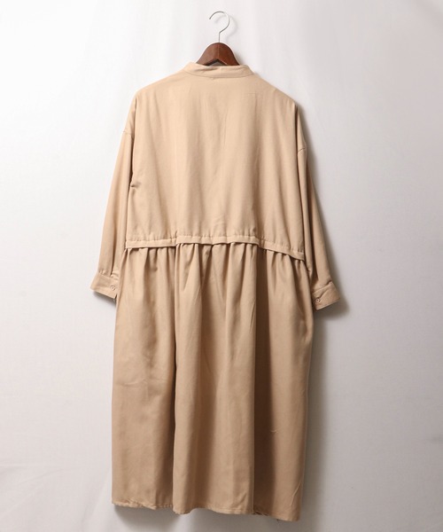 FUNALIVE（ファンアライブ）の「PAGE ONE バンドカラーサイドギャザー長袖ワンピース（ワンピース・レディース・グリーン/ベージュ/ブラック・M～Ｌ）」の19枚目の写真