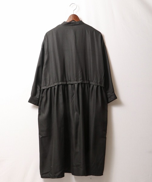 FUNALIVE（ファンアライブ）の「PAGE ONE バンドカラーサイドギャザー長袖ワンピース（ワンピース・レディース・グリーン/ベージュ/ブラック・M～Ｌ）」の17枚目の写真